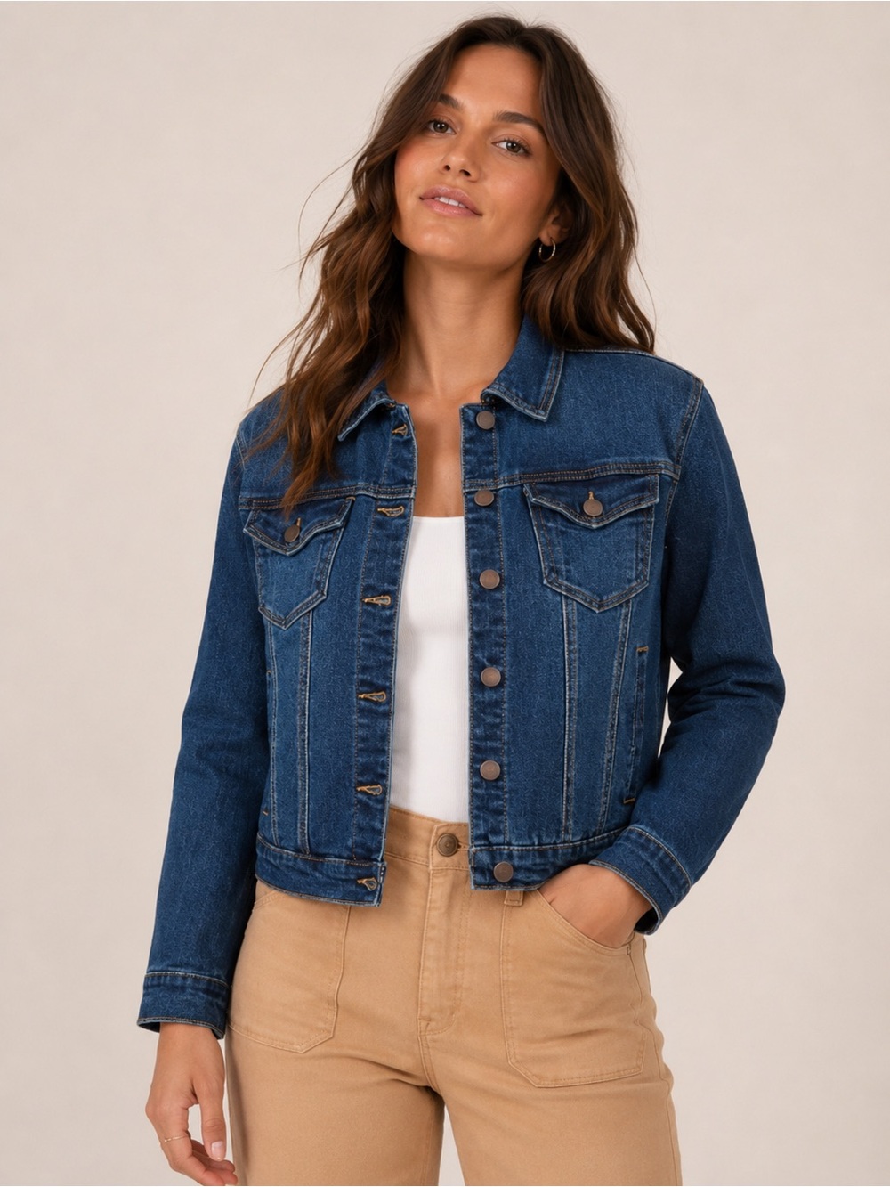 Curve Appeal Dark Wash Denim Jean Jacket XL Button Front